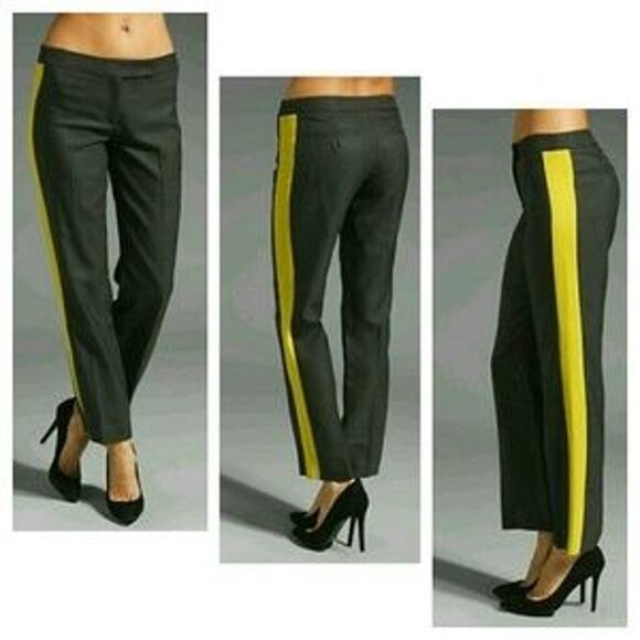 Milly of New York Tuxedo Pants Wool Silk Gray Slim Leg Mid Rise Women 2 - Picture 1 of 12